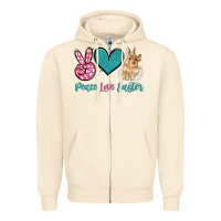 Sandshell peace love easter with bunny and butterfly Zipper Hoodie - Artiststas