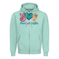 Seafoam peace love easter with bunny and butterfly Zipper Hoodie - Artiststas