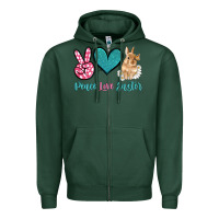 Sports Green peace love easter with bunny and butterfly Zipper Hoodie - Artiststas