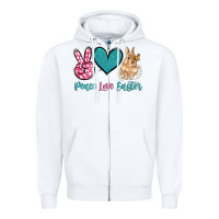 Peace Love Easter With Bunny And Butterfly Zipper Hoodie | Teevron