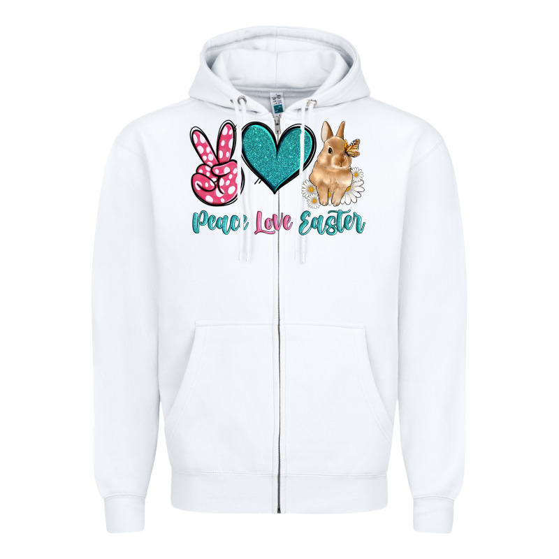 Peace Love Easter With Bunny And Butterfly Zipper Hoodie by Artiststas | Teevron