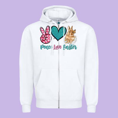Peace Love Easter With Bunny And Butterfly Zipper Hoodie Designed By Artiststas