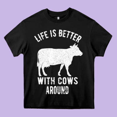 Life Is Better With Cows Around Heavy Core Tee Designed By Bettercallsaul