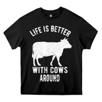 Black Life Is Better With Cows Around Heavy Core Tee - Bettercallsaul
