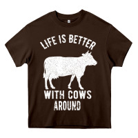 Chocolate Brown Life Is Better With Cows Around Heavy Core Tee - Bettercallsaul