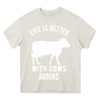 Cream Life Is Better With Cows Around Heavy Core Tee - Bettercallsaul