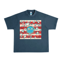 Midnight Navy America flag smiley  tumbler Urban Heavy Tee - HowdyJamesFarm