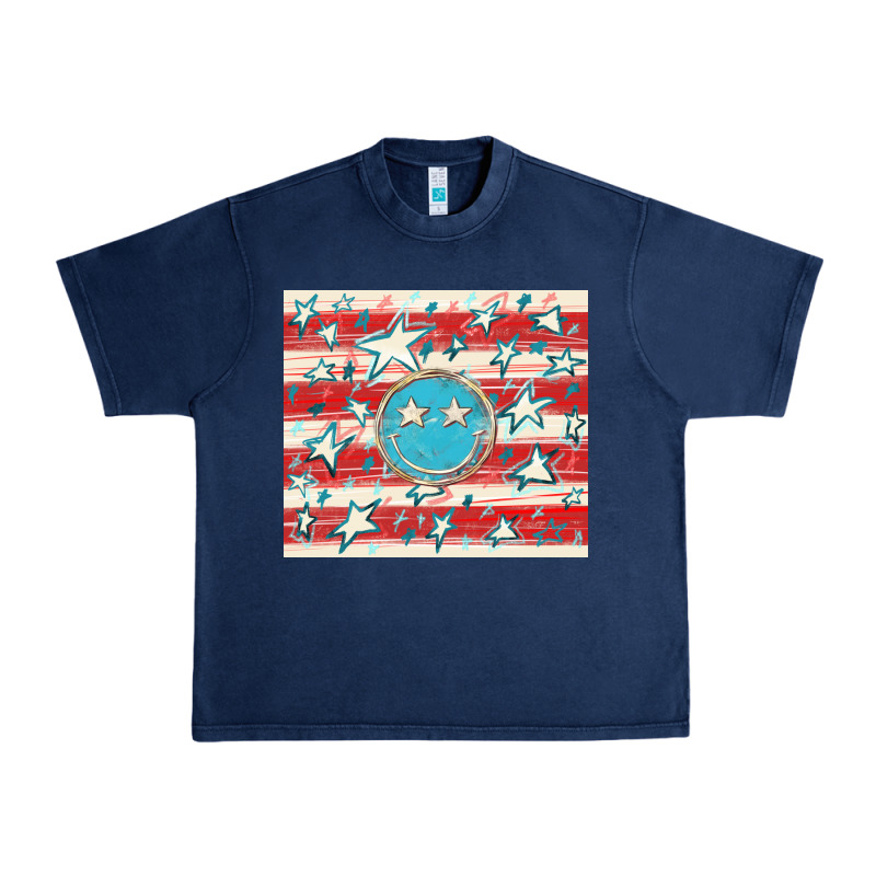 America Flag Smiley  Tumbler Urban Heavy Tee by HowdyJamesFarm | Teevron