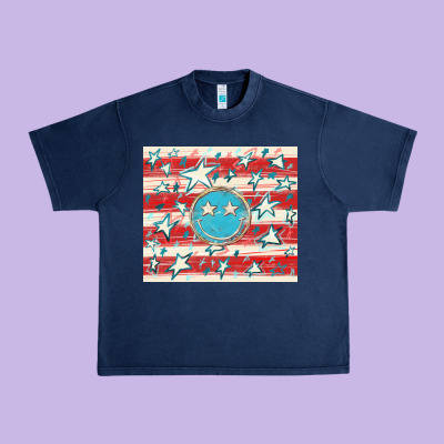 America Flag Smiley  Tumbler Urban Heavy Tee Designed By Howdyjamesfarm