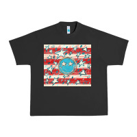 Pigment Black America flag smiley  tumbler Urban Heavy Tee - HowdyJamesFarm