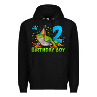 Black birthday boy frog age 2 Premium Hoodie - LillyAllenDesigns