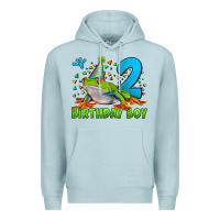 Blue Mist birthday boy frog age 2 Premium Hoodie - LillyAllenDesigns