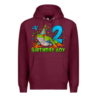 Burgundy birthday boy frog age 2 Premium Hoodie - LillyAllenDesigns