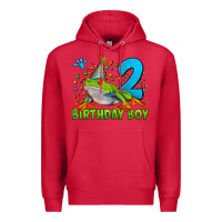 Cardinal birthday boy frog age 2 Premium Hoodie - LillyAllenDesigns