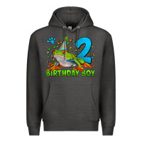 Charcoal Heather birthday boy frog age 2 Premium Hoodie - LillyAllenDesigns