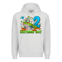 Dove Grey birthday boy frog age 2 Premium Hoodie - LillyAllenDesigns