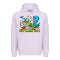 Lilac birthday boy frog age 2 Premium Hoodie - LillyAllenDesigns
