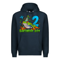Navy birthday boy frog age 2 Premium Hoodie - LillyAllenDesigns