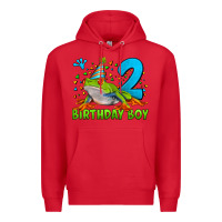 Red birthday boy frog age 2 Premium Hoodie - LillyAllenDesigns