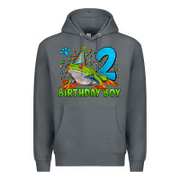 Rock birthday boy frog age 2 Premium Hoodie - LillyAllenDesigns
