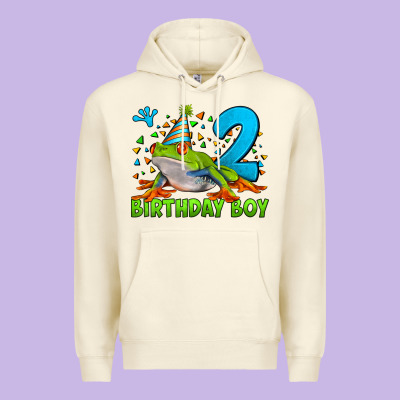 Birthday Boy Frog Age 2 Premium Hoodie Designed By Lillyallendesigns