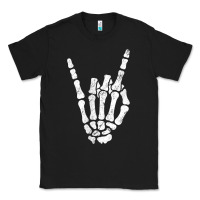 Black Rock Hand Sign Skeleton Rock N Roll Halloween Faux Pocket Classic Tee - longCreatives