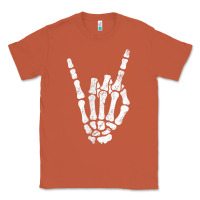 Copper Rock Hand Sign Skeleton Rock N Roll Halloween Faux Pocket Classic Tee - longCreatives