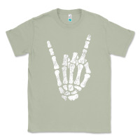 Matcha Rock Hand Sign Skeleton Rock N Roll Halloween Faux Pocket Classic Tee - longCreatives
