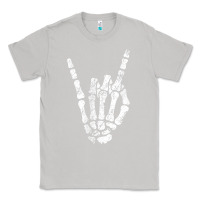 Moon Dust Rock Hand Sign Skeleton Rock N Roll Halloween Faux Pocket Classic Tee - longCreatives
