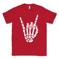Red Rock Hand Sign Skeleton Rock N Roll Halloween Faux Pocket Classic Tee - longCreatives