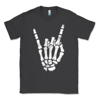 Smoke Rock Hand Sign Skeleton Rock N Roll Halloween Faux Pocket Classic Tee - longCreatives
