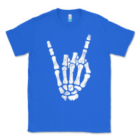 True Royal Rock Hand Sign Skeleton Rock N Roll Halloween Faux Pocket Classic Tee - longCreatives