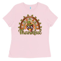 Bubblegum Pink Turkey rainbow thankful thanksgiving Ladies Tee - NancyCooperArtShop