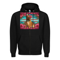 Black french bulldog floral Zipper Hoodie - Artiststas