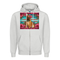 Dove Grey french bulldog floral Zipper Hoodie - Artiststas