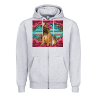 Heather Grey french bulldog floral Zipper Hoodie - Artiststas