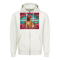 Oatmeal Heather french bulldog floral Zipper Hoodie - Artiststas
