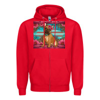 Red french bulldog floral Zipper Hoodie - Artiststas