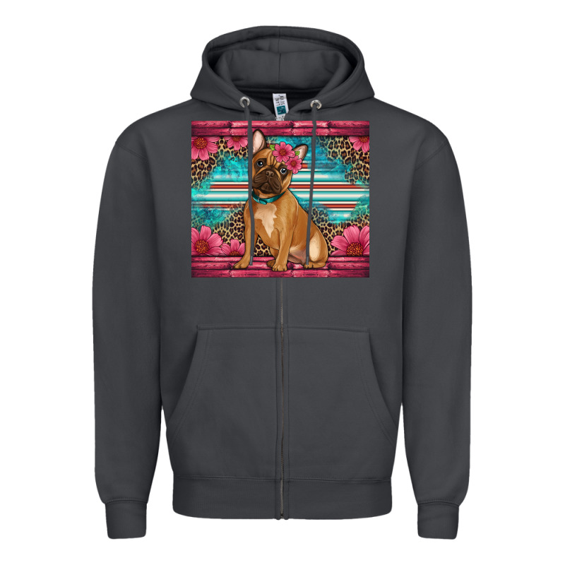 French Bulldog Floral Zipper Hoodie by Artiststas | Teevron