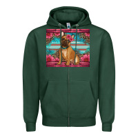 Sports Green french bulldog floral Zipper Hoodie - Artiststas