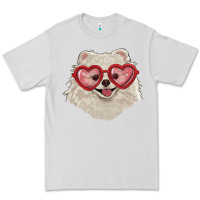 Dove Grey white pomeranian with love glasses Premium Tee - RanaPortraitStore