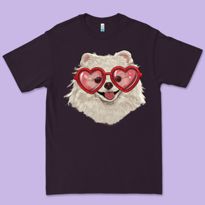 White Pomeranian With Love Glasses Premium Tee Designed By Ranaportraitstore