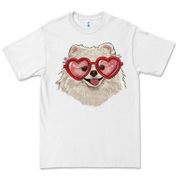White white pomeranian with love glasses Premium Tee - RanaPortraitStore