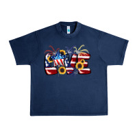 Navy Love 4th of july Urban Heavy Tee - CowGirlArtShop