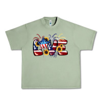 Oil Green Love 4th of july Urban Heavy Tee - CowGirlArtShop