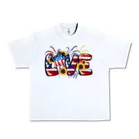 White Love 4th of july Urban Heavy Tee - CowGirlArtShop