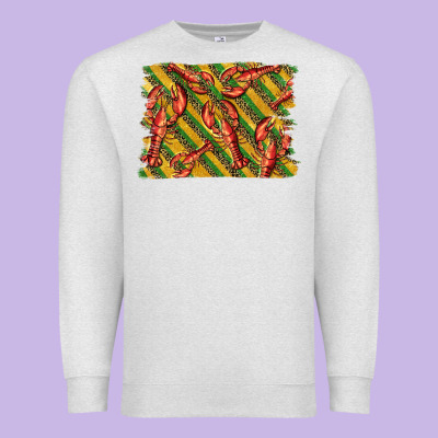 Mardi Gras Crawfish Background Premium Sweatshirt Designed By Barkaloodesign