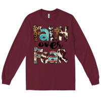 Burgundy Western Faith Over Fear Long Sleeve Tee - FaDigitalArtStudio