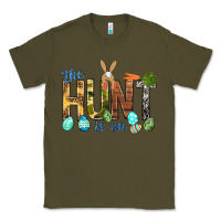 Army Green The hunt is on with eggs Easter Day Classic Tee - HowdyJamesFarm