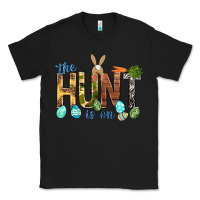 Black The hunt is on with eggs Easter Day Classic Tee - HowdyJamesFarm